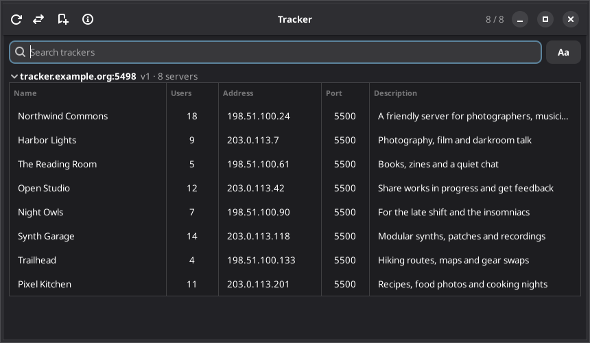 Finding servers on a tracker