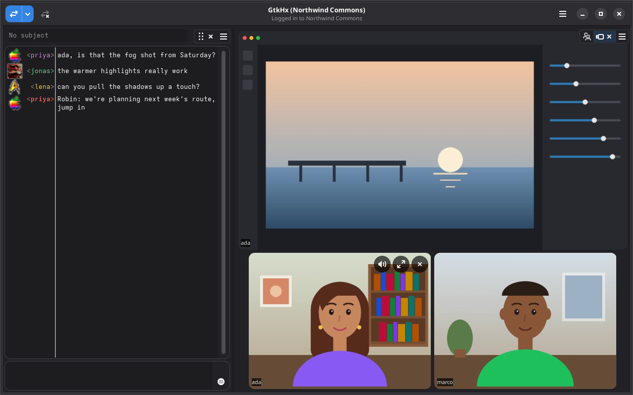 Video chat and screen sharing